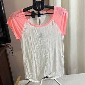 Maurices Pink and White Short Sleeve Tee